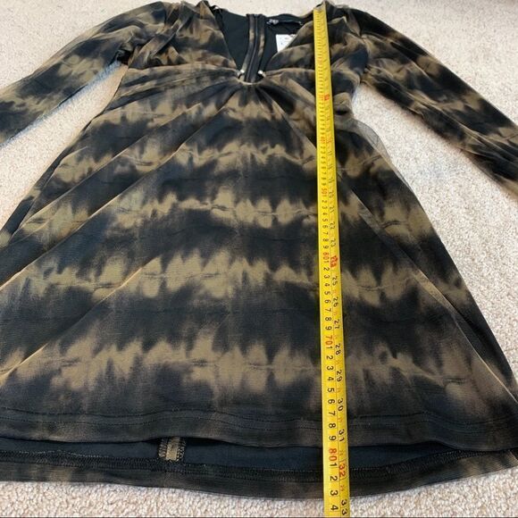 Zara Brown black long sleeve V-neck tulle mini dress Sz L NWT - Picture 13 of 15